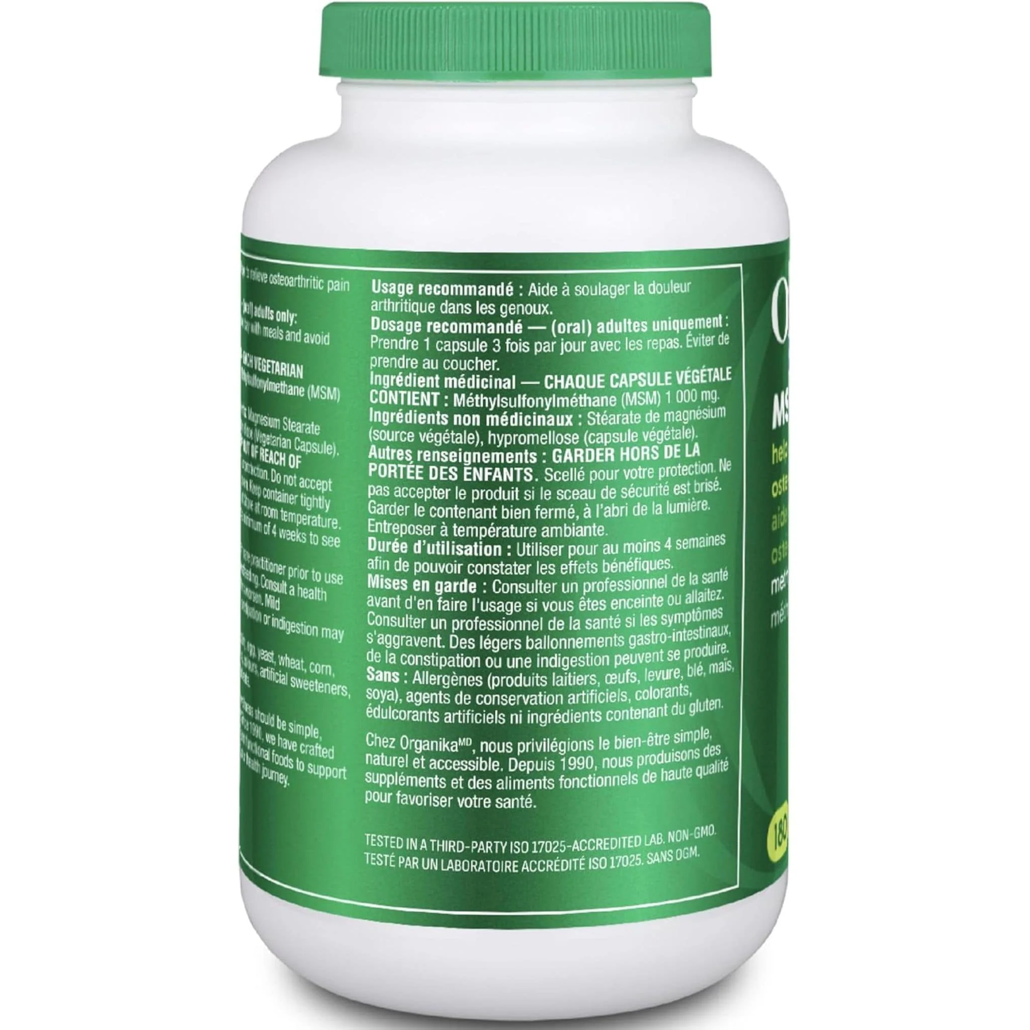 Organika MSM 1000mg 100% Pure MSM, Helps Relieve Osteoarthritic Pain), 180-360 Capsules - Image 11