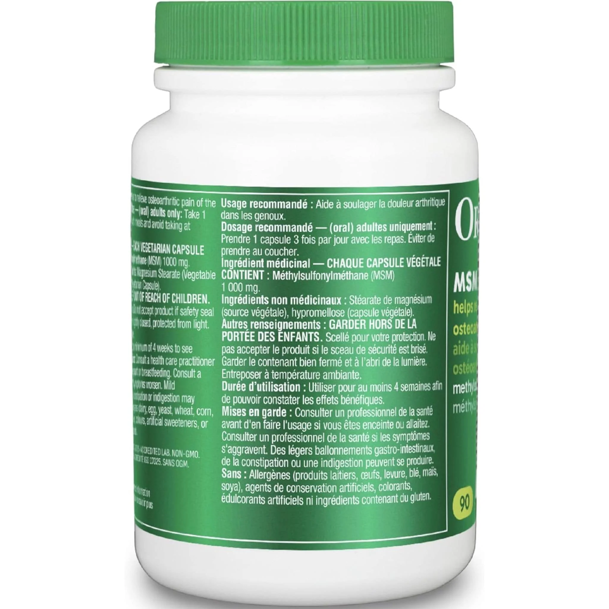 Organika MSM 1000mg 100% Pure MSM, Helps Relieve Osteoarthritic Pain), 180-360 Capsules - Image 3
